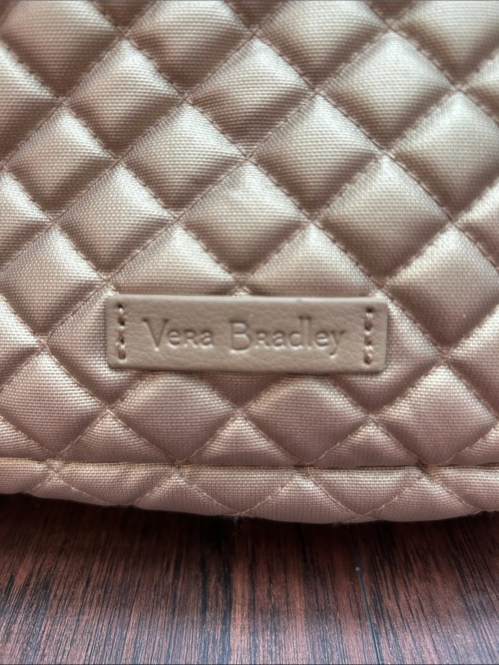 Vera Bradley Quilted Champagne Gold Pearl Small Backpack